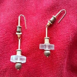 Handmade 'Pendulum' Wood on Brass Earrings